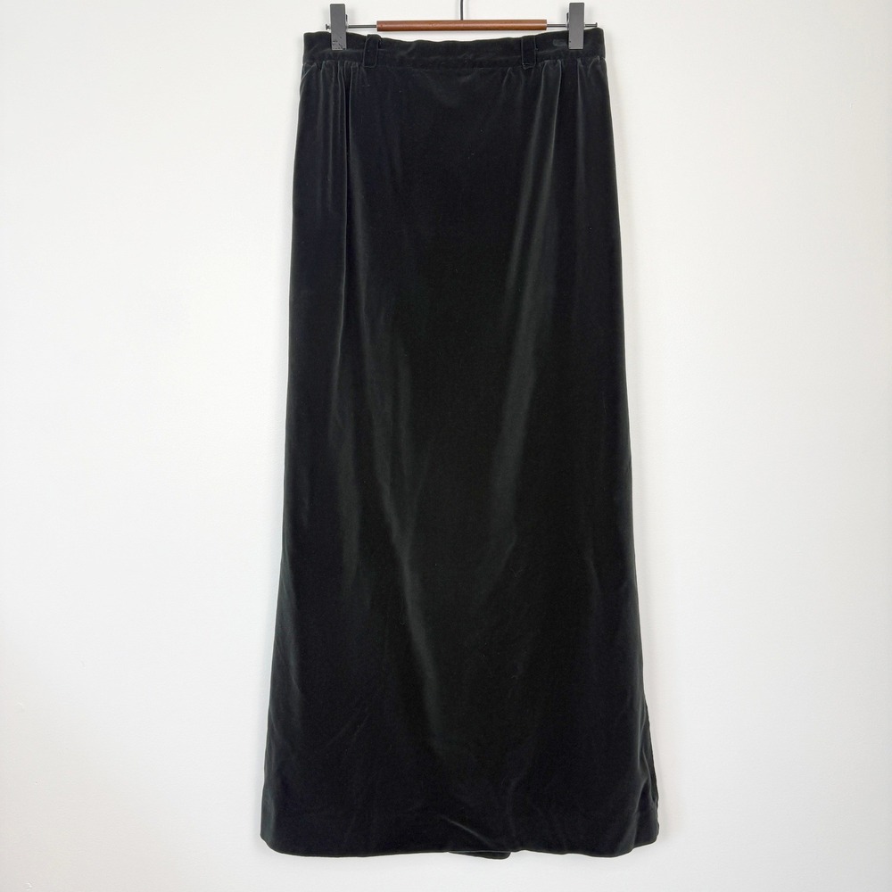 Vintage Schrader Sport Maxi Skirt Womens XS Black Velvet Goth Vamp Union Made